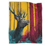 kaiyun Deer, Pop Art Throws And Patchwork Quilts,50x60inch(127x152cm),Soft Blanket with Pattern