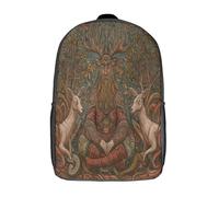 kaiyun Deer, Snake And Oak Leaves Backpack Rucksack Lightweight with Medieval Manuscript Illustration School Bag for Boys And Girls Kids Bags Christmas,Back to School Gift,17inch