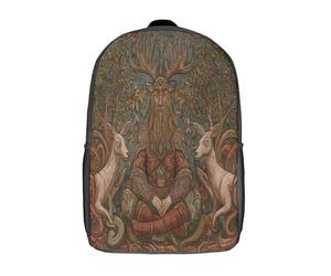 kaiyun Deer, Snake And Oak Leaves Backpack Rucksack Lightweight with Medieval Manuscript Illustration School Bag for Boys And Girls Kids Bags Christmas,Back to School Gift,17inch