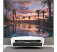 kaiyun Desert Oasis at Dusk Tapestry,Palm Trees Wall Art Aesthetic Home Decoration for Living Room Dorm 100cmx150cm