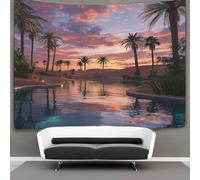 kaiyun Desert Oasis at Dusk Tapestry,Palm Trees Wall Hanging,Wall Art for Bedroom Aesthetic Home Decoration for Living Roombedroom 180cmx230cm