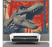 kaiyun Dinosaur Screaming on Forest Background Tapestry, Wall Art Aesthetic Home Decoration for Living Room Dorm 70cmx100cm