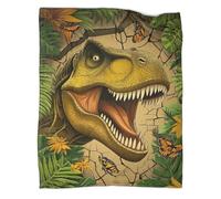 kaiyun Dinosaur Theme Pattern Blanket Tyrannosaurus Rex Open Mouth Novel Design Dormitory Soft Comfortable Fluffy Bedding Four Seasons 50x60inch(127x152cm)