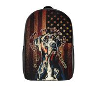 kaiyun Dog Portrait Backpack for School Kids Elementary Middle Travel Bag American Flag Style ArtBoys Girls Lightweight Schoolbag 17inch