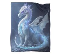 kaiyun Dragon Blanket 3D Blue Light Printed Blanket Suitable for Teens Adults Soft Plush Blanket Suitable for Holiday Bed Sofa 60x80inch(150x200cm)