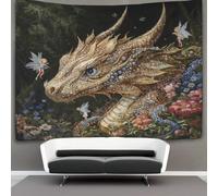 kaiyun Dragon Inlaid with Gems Tapestry Wall Hanging Little Fairy Wall Art for Living Room Bedroom Dorm 100cmx150cm