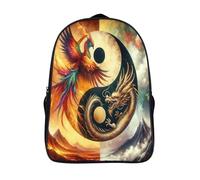 kaiyun Dragon, Phoenix Teenagers Backpack Middle School Students Yin Yang Shape Bookbag Outdoor Daypack 16 inch