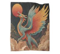 kaiyun Dragon with Spread Wings on Music Album Cover Throws,Soft And Warm Printed Flannel for Bed And Sofa 80x90inch(200x230cm)