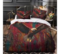 kaiyun Eagle Spreading Its Wings And Soaring Bedding Duvet Cover Set 3 Piece Microfiber 3D Printed Soft Breathable Doodle Style with Pillowcase for Kids Adult Super King(260x220cm)
