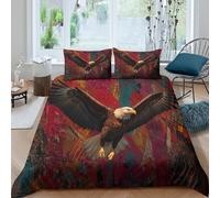 kaiyun Eagle Spreading Its Wings And Soaring Printed Duvet Cover, 3Pcs with Pillowcase Bedding Bed Set,Microfibre Quilt Covers,3D Print Doodle Style, for Children Kids Boys Girls Double(200x200cm)