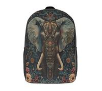 kaiyun Elephant Ornate Design Backpack,Children's Causal Travel Bags Bohemian Floral Art Style for Teenage Boys Girls Lightweight Bookbag College Men Work Daypack 17inch