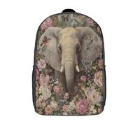 kaiyun Elephant Surrounded by Flowers And Birds Backpacks Kids Schoolbag with Adjustable Shoulder Strap Casual Daypack Sports Gym Outdoor 17inch