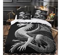kaiyun European Fantasy Dragon Duvet Cover Set 3D Bedding Set 3 Pieces Ultra Soft Microfiber Comforter Cover for Kids Teens Adults Super King（260x220cm）