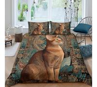 kaiyun Exotic Cat 3D Artistic Ornamental Style Effect Printed Duvet Cover Set with Pillow with Zipper Cases 3 Piece Bedding Set Microfibre Easy-Care Single（135x200cm）