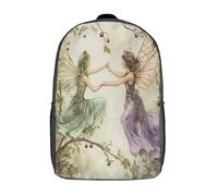kaiyun Fairy Duo Dancing Kids Children's School Backpack Enchanted Forest Illustration Bookbags Casual Travel Rucksack Boys Girls Large Capacity Daypack 17inch