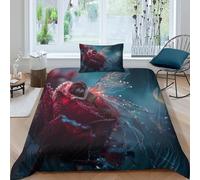 kaiyun Fairy Sleeping on A Dewy Red Rose Bedding Set Microfibre 3 Piece Duvet Cover Set for Kids Teens Adults Printed Comforter Cover 3D with Pillowcase Single（135x200cm）