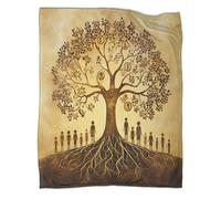 kaiyun Family Tree Soft And Comfortable 3D Printed Circles Or Figures Warm Beige And Brown Colors Throw Blanket for Kids Adults for Bed Sofa 80x90inch(200x230cm)
