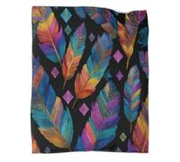 kaiyun Feather And Diamond Colorful Pattern Blanket,Soft,Comfortable And Warm,3D Pattern,Suitable for Home And Camping,50x60inch(127x152cm)