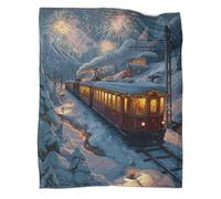 kaiyun Festival Train Rushes through Snowy Mountains at Night Throws And Patchwork Quilts,70x80inch(180x200cm),Soft Blanket with Pattern