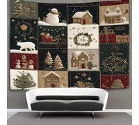 kaiyun Festive Patterns Tapestry Wall Hanging Square And Rectangle Patchwork Art for Bedroom Living Room Dorm Decor 130cmx150cm