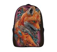 kaiyun Fire Fox Children School Backpack Bright Orange-red Flames Bookbags Casual Travel Rucksack Boys Girls Large Capacity Daypack 16 inch