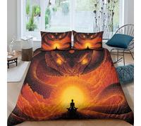 kaiyun Flame And The Serpent Duvet Cover Set 3D Print Burning Cosmic Desert 3Pcs Bedding Set,Easy-Care Quilt Cover,with Pillowcase for Kids Teens Adults King（220x240cm）