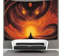 kaiyun Flame And The Serpent Tapestry Bedroom Aesthetic - Indie Wall Room Decor Burning Cosmic Desert Wall Hanging,Wall Art 100cmx150cm
