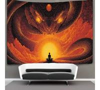 kaiyun Flame And The Serpent Tapestry Burning Cosmic Desert Tapestries 3D Wall Hanging Home Decorations for Room 130cmx150cm