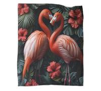 kaiyun Flamingo Couple Printed Blanket 3D Tropical Garden Art Style Design Bedspread Soft Warm Microfiber Throws And Patchwork Quilts 40x50inch(100x130cm)