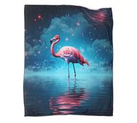 kaiyun Flamingo Standing Printed Blanket 3D Fantasy Night Scene Design Bedspread Soft Warm Microfiber Throws And Patchwork Quilts 40x50inch(100x130cm)
