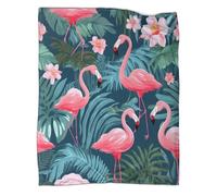 kaiyun Flamingo Tropical Blanket 3D Vibrant Jungle Illustration Printed Throws Suitable Teens Adults Soft Plush Suitable for Holiday Bed Sofa 50x60inch(127x152cm)