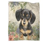 kaiyun Fluffy Dachshund Puppy in The Garden Throws And Patchwork Quilts,60x80inch(150x200cm),Soft Blanket with Pattern