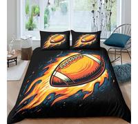 kaiyun Football Flying in The Air - Yellow Flame Duvet Cover 3Pcs Set 3D Printed Quilt Covers Set with Pillowcase Microfibre Bedroom Bedding Set King(220x240cm)