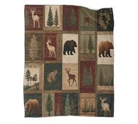 kaiyun Forest Animals Outdoor Camping Printed Soft Breathable Warm Blanket Rustic Woodland Design Four Seasons Bedroom Bedspread 70x80inch(180x200cm)