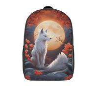 kaiyun Fox Under Moon Backpacks Kids Fantasy Autumn Scene Schoolbag with Adjustable Shoulder Strap Casual Daypack Sports Gym Outdoor 17inch