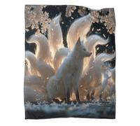 kaiyun Fox with Nine Gorgeous Tails Throws And Patchwork Quilts,40x50inch(100x130cm),Soft Blanket with Pattern