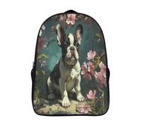 kaiyun French Bulldog Sitting Under Cherry Blossoms Backpacks Kids Schoolbag with Adjustable Shoulder Strap Casual Daypack Sports Gym Outdoor 39x29x16cm