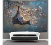 kaiyun Fruit Bats Perched on A Light-colored Cherry Blossom Branch Tapestry Bedroom Aesthetic - Indie Wall Room Decor Wall Hanging,Wall Art 100cmx150cm