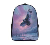 kaiyun Giant Eagle Flying Children's Backpack,Kids Schoolbag Altai Mountains Northern Lights Students Bookbag for Boys Girls,16 inch