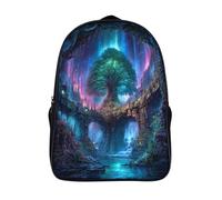 kaiyun Giant Glowing Tree And The Arctic in The Moonlit Sky Boys Girls Babies Toddler Backpack Side Hidden Pockets,with Adjustment Buckle Kids Travel Bag For, 39x29x16cm