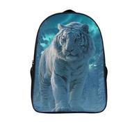 kaiyun Giant Snow Tiger Teenagers Backpack Middle School Students Russian Winter Forest Bookbag Outdoor Daypack 16 inch