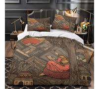 kaiyun Girl Reading Under A Tree in The Mountains 3D Duvet Cover, Printed Bedding Sets,Microfibre Quilt Covers 3 Piece Set, with Pillowcase for Kids Teens Adults Super King(260x220cm)