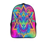 kaiyun Goat Head, Bright Rainbow Five-pointed Star Boys Girls Babies Toddler Backpack Side Hidden Pockets,with Adjustment Buckle Kids Travel Bag For, 16 inch