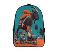 kaiyun Goat on Roller Skates Backpacks 3D Printed Daypack for Boys Girls And Middle School Students 16 inch Large Capacity Bookbags