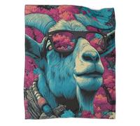 kaiyun Goat with Glasses Super Soft Blanket | Vibrant Psychedelic Style Throws | Fluffy And Comfortable Travel Cover,40x50inch(100x130cm)