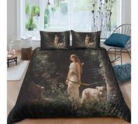 kaiyun Goddess Artemis And The Hound Duvet Cover Set - Bedding Bed Set Printed Patterned with Pillowcases, Soft Microfiber Quilt Covers Super King（260x220cm）
