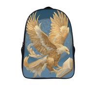kaiyun Golden Eagle with Its Wings Spread And Holding A Book Kids Backpack,School Bag for Boys And Teenager,Travel Bag Lightweight Rucksack Large Capacity Bookbag 16 inch