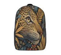 kaiyun Golden Leopard in The Jungle Childrens Premium School Travel Bag with Side Hidden Pockets,Oil Painting Style Bookbag for Boys Girls,Adjustment Buckle Rucksack 17inch