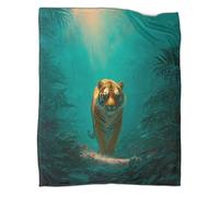 kaiyun Golden Tiger in The Green Forest Patterned Throw Warm for Camping Outdoor Lightweight for Sofa Bed 80x90inch(200x230cm)