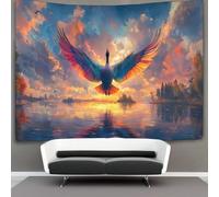 kaiyun Goose Decorations Tapestry Spread Wings And Dive Across The Lake 3D Printing Wall Blanket Wall Hanging for Living Room Bedroom Dorm Decor 180cmx230cm